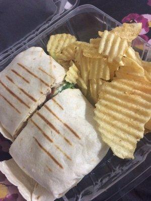 You can get a wrap, chips, and a fountain drink or pastry for one meal swipe. Equivalent to $8.