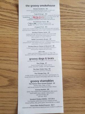 The food menu