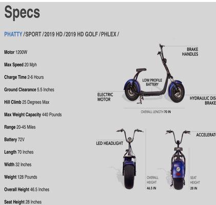 Specs of the larger Rental scooter