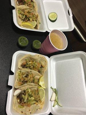 Carne asada tacos with that green hot sauce !!! Don't let the pic fool you ! Like all pics do ! These tacos ! Are