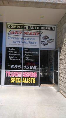 WE AT ANY MAKE TRANSMISSIONS DO NOT CHARGE FOR ESTIMATES, FEEL FREE TO GIVE US A CALL (951) 315-1290