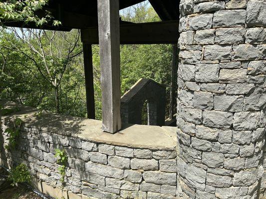 Outdoor stone fireplace and chimney