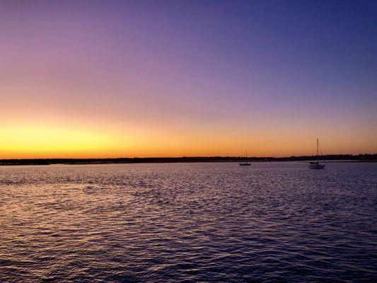 Sunset on the yacht club deck