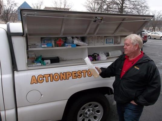 Action Pest Control service vehicles are equipped with the latest and safest pest treatment materials.