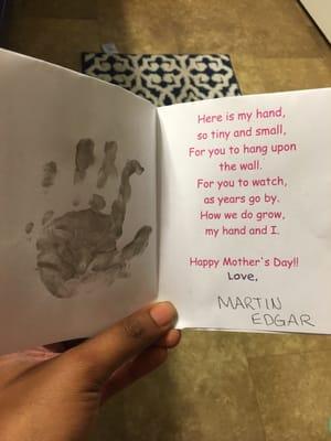 Hand made card from Triple R for my first Mother's Day.