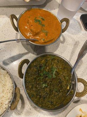 Butter Chicken and Saag Paneer