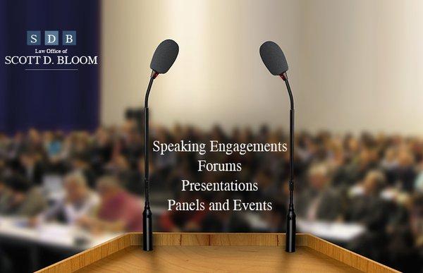 Attorney Scott Bloom - Speaking Engagements, Forums, Presentation, Panels and Events on Elder Law & Family Law in New Jersey & Pennslyvania