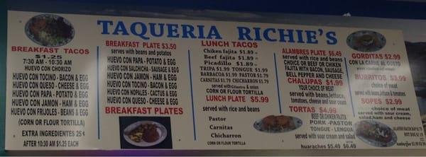 Menu, pricing, and possibly a business name change since the prior posted pic.