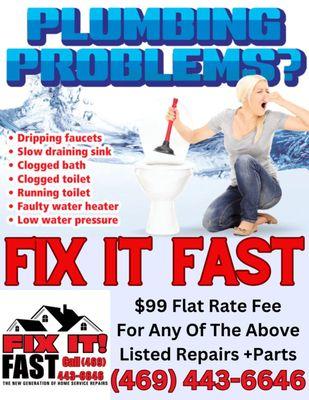 Fix-ItFast Home Solutions www.Fix-ItFast.com 24hr Handyman Services. We Serve The Entire DFW Metroplex. If we can't fix it, it's FREE