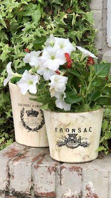 hardware store pots get a french flea market treatment.