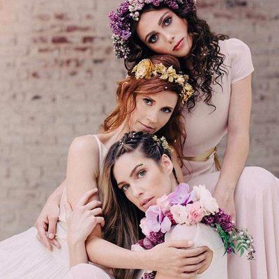 Flower crowns and over the shoulder corsage