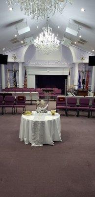 Setup for Tuesday night Bible study and prayer.