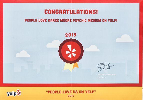 YAY!  Received the 'YELP AWARD' third year and counting!