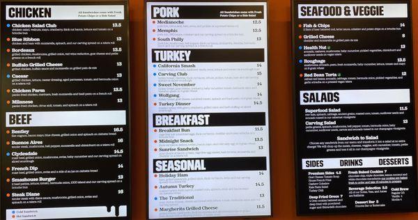 Menu as of October 2023