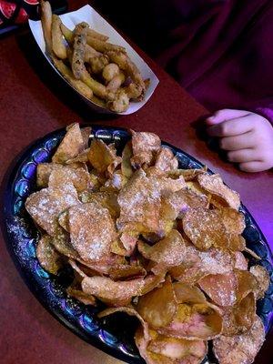 Fried pickles and Saratoga chips