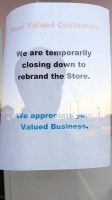 Closed to rebrand store