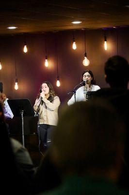 Worship inside the sanctuary.