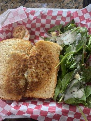 Chicken club with spinach salad