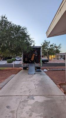 Unloading the truck