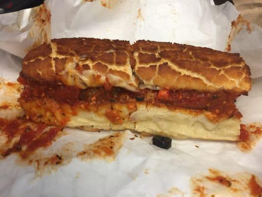 Meatball sub, only served in reg size, big meatballs, tangy marinara sauce!