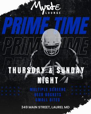 Join us for Prime Time every Thursday and Sunday night @Myste Lounge!