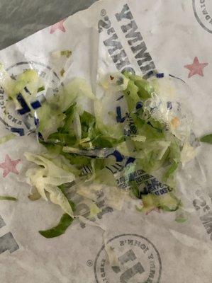 Pieces of shedded plastic bag in our sandwiches!  Will be some time if never before we stop by a Jimmy John's!