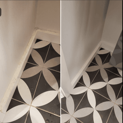 Before and after baseboard washing