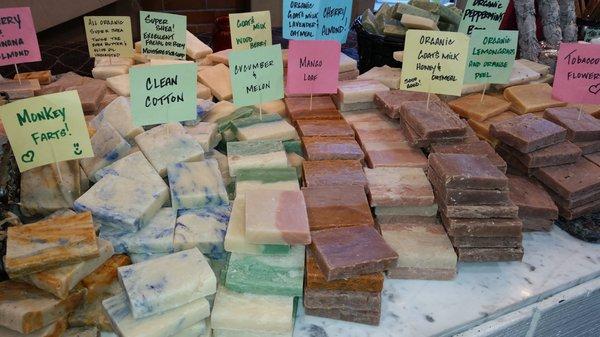 We update our soap selection each week,with 35 varieties available.