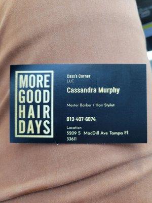 Cass's Corner business card (front).