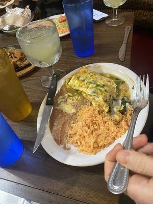 Poblano peppers wrapped in egg