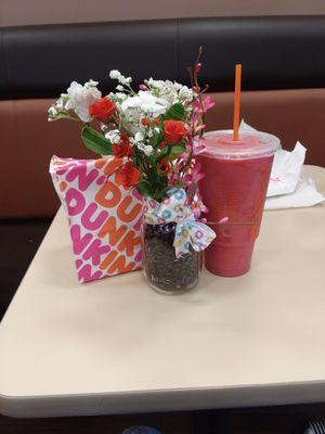 Strawberry coolatta and baked goodies.