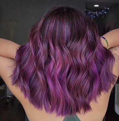 Purple balayage! Didn't think my black hair could be this colorful! (screenshot from @hairbyyardley)