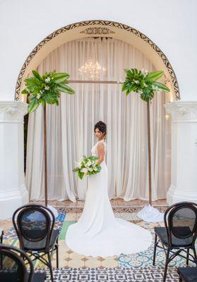 Wedding Ceremony In Green and White Tropical