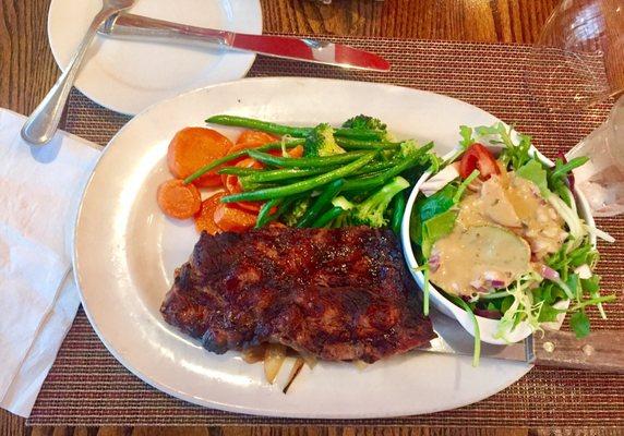 Steak with sautéed veggies