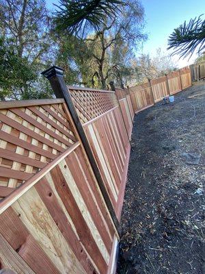 Down hill fence with clear coat paint on top to last more years