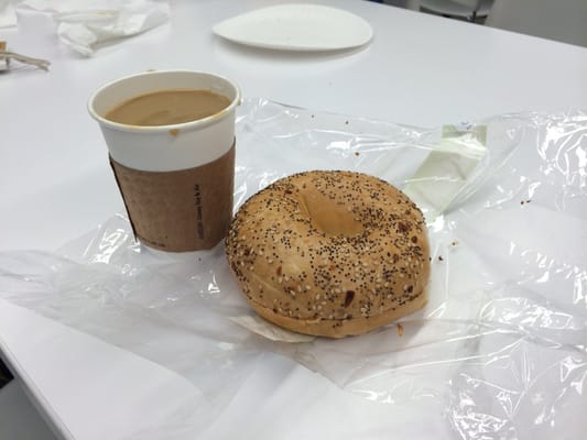 Bagel with cream cheese hit the spot.