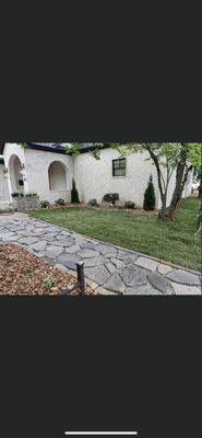 Patio walkway/ flowerbed install/ sod install/ irrigation