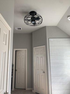 modern ceiling fan installed - keeps it so cool in there now!