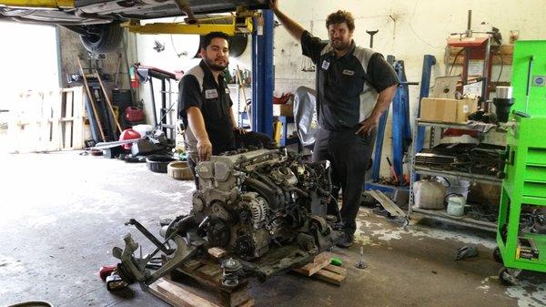 Chevy Malibu engine swap is easily done! Blake and Edwin... Slayers!