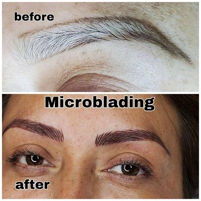 Cejas rellenas con Microblading.