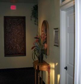 Hallway leading to massage rooms