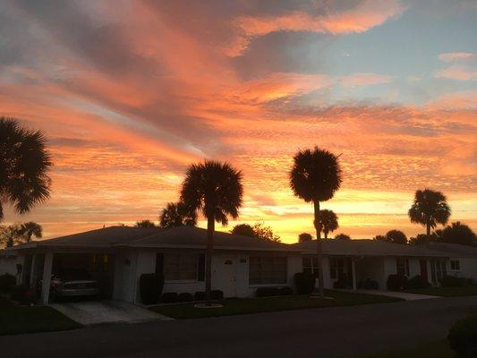 Sunrise over the villas.