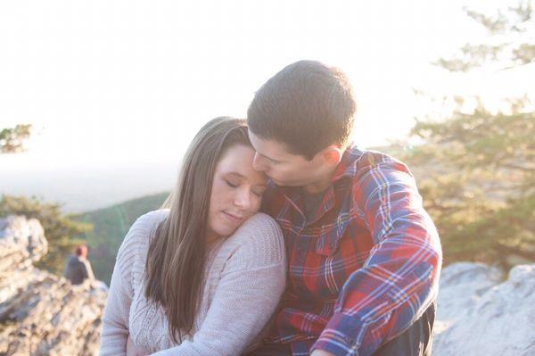 Intimate engagement session after hiking Hanging Rock in NC.