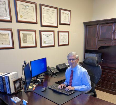 Roland working at his office in Orland Park, IL