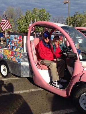 Vice Mayor of Folsom riding with me in Annual Veteran's Day Parade, thx Ernie Sheldon! 2014