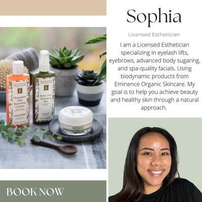 Book Sophia for a pampered experience! You deserve it!