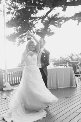 There's my broken bustle during our first dance. Get your wedding alterations done elsewhere.