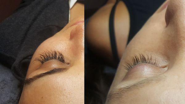 Before and after eyelash extensions