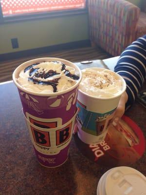 Chocolate Chai Latte being photo bombed by a Pumpkin Spice Latte