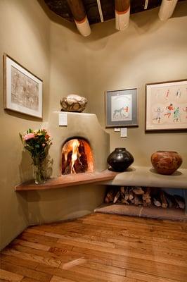 Adobe fireplace accents pottery